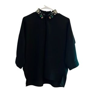 Black blouse shirt with jewelry collar